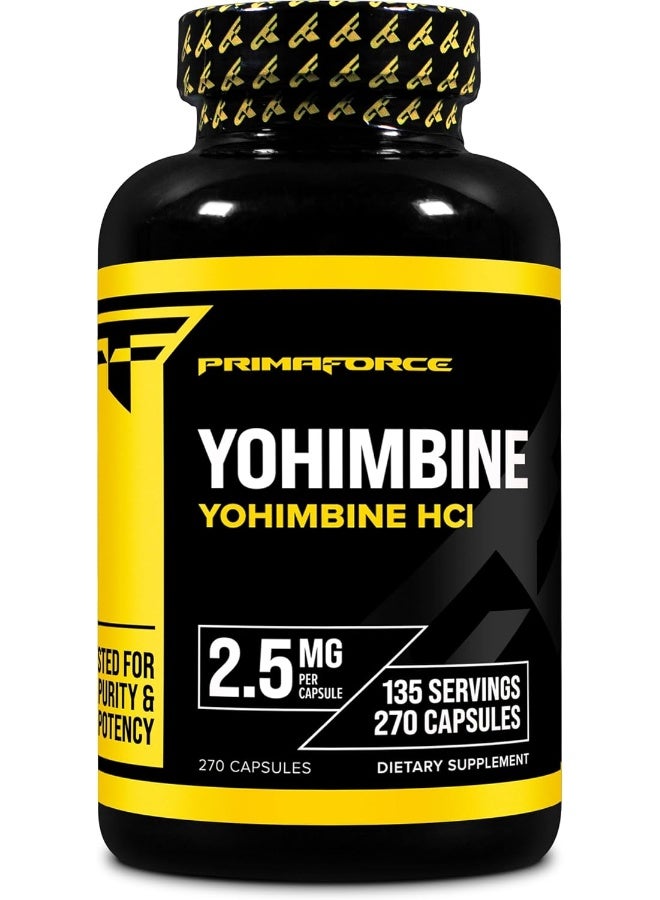 PrimaForce Yohimbine HCl 2.5mg, 270 Capsules - Premium Supplement, Boosts Performance, Zero Fillers, Non-GMO and Gluten Free - Image 1